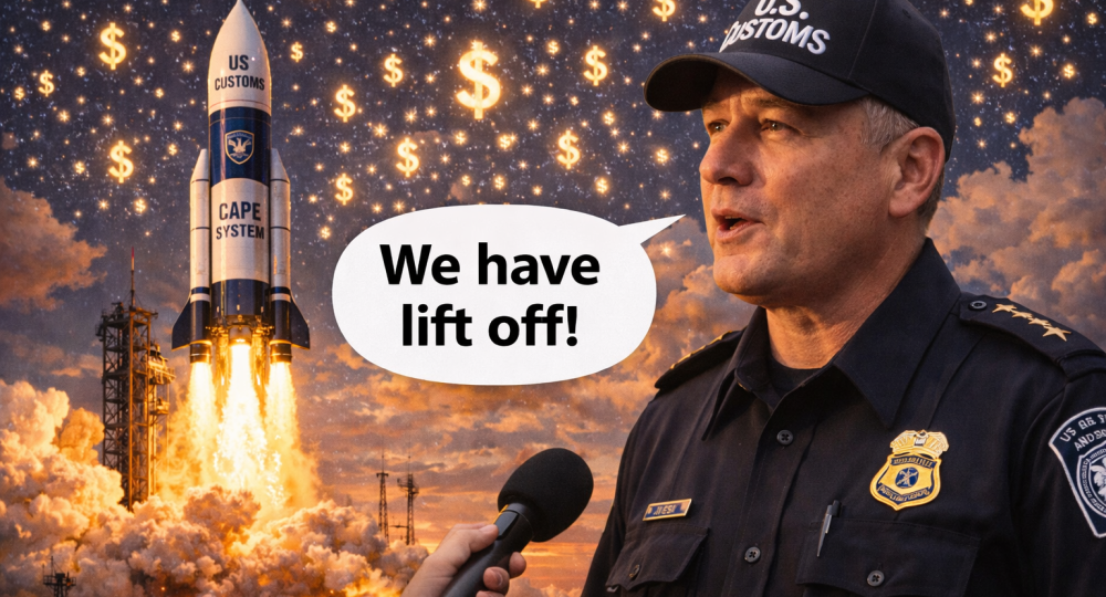 Customs official during rocket launch